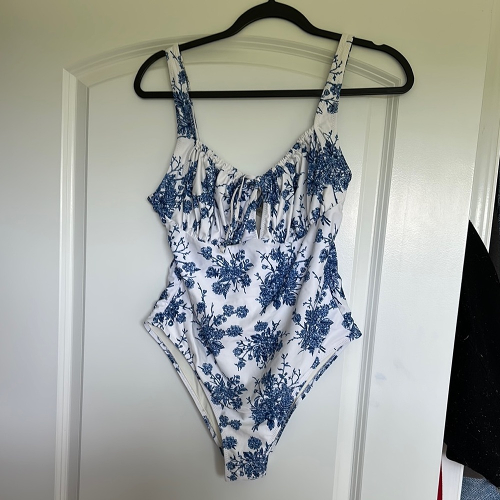 Blue Floral One-Piece Swimsuit